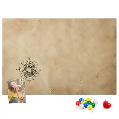 Korktafel mit Kompass-Motiv auf Leinwand