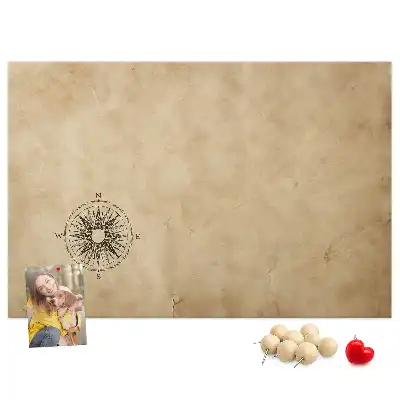 Korktafel mit Kompass-Motiv auf Leinwand