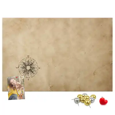 Korktafel mit Kompass-Motiv auf Leinwand