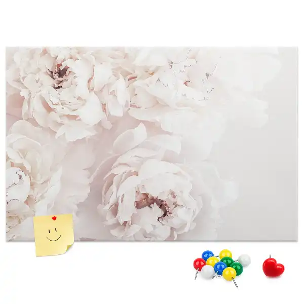 Kork-Pinnwand mit Pfingstrosenblüten-Motiv