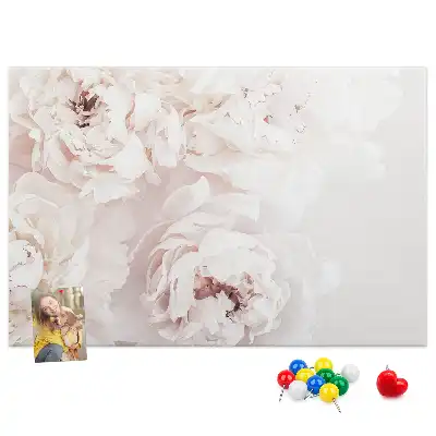 Kork-Pinnwand mit Pfingstrosenblüten-Motiv