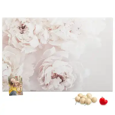 Kork-Pinnwand mit Pfingstrosenblüten-Motiv
