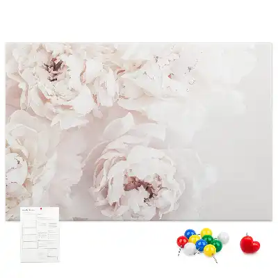 Kork-Pinnwand mit Pfingstrosenblüten-Motiv