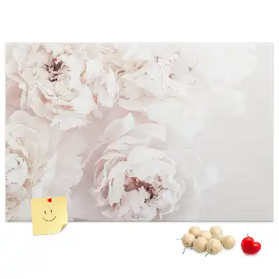 Kork-Pinnwand mit Pfingstrosenblüten-Motiv