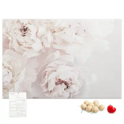 Kork-Pinnwand mit Pfingstrosenblüten-Motiv