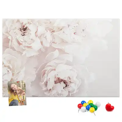 Kork-Pinnwand mit Pfingstrosenblüten-Motiv