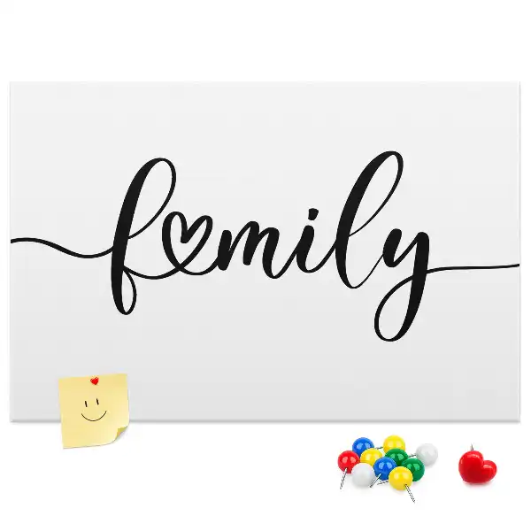 Bedruckte Korkplatte mit Schriftzug Family