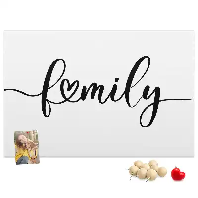 Bedruckte Korkplatte mit Schriftzug Family