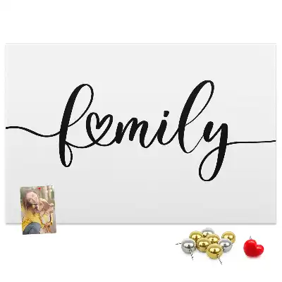 Bedruckte Korkplatte mit Schriftzug Family