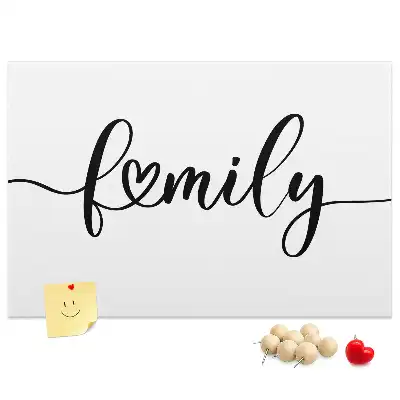 Bedruckte Korkplatte mit Schriftzug Family