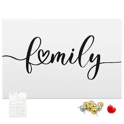 Bedruckte Korkplatte mit Schriftzug Family