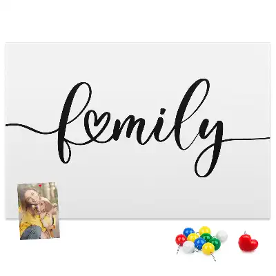 Bedruckte Korkplatte mit Schriftzug Family