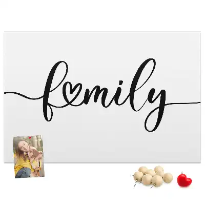 Bedruckte Korkplatte mit Schriftzug Family