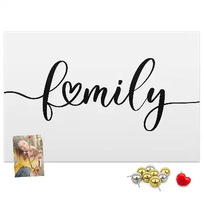Bedruckte Korkplatte mit Schriftzug Family