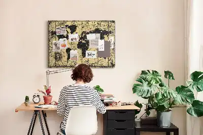 Bedruckte Kork-Weltkarte im Retro-Stil
