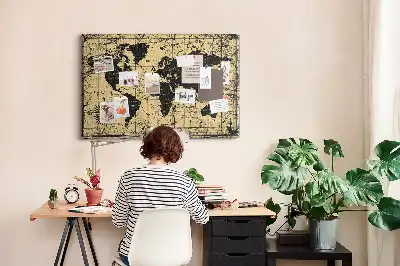 Bedruckte Kork-Weltkarte im Retro-Stil