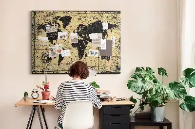 Bedruckte Kork-Weltkarte im Retro-Stil