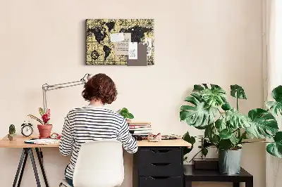 Bedruckte Kork-Weltkarte im Retro-Stil