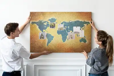 Bedruckte Korkplatte mit Retro-Weltkartenmotiv