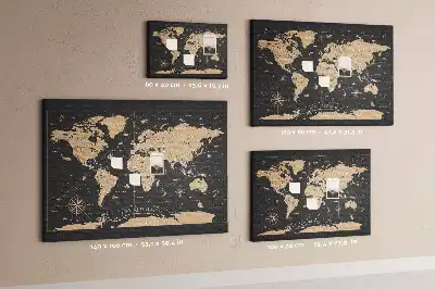 Bilder-Korktafel mit einer stilvollen Retro-Weltkarte