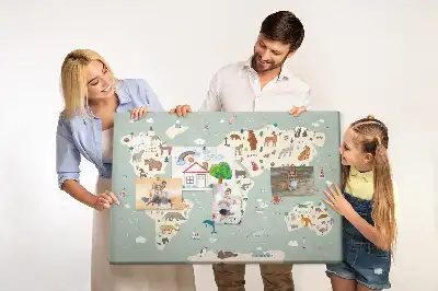 Bedruckte Korkplatte mit Tierweltkarte