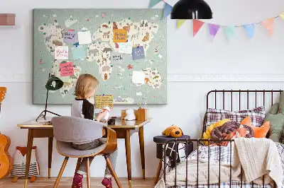 Bedruckte Korkplatte mit Tierweltkarte