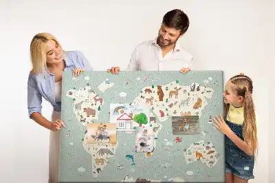 Bedruckte Korkplatte mit Tierweltkarte