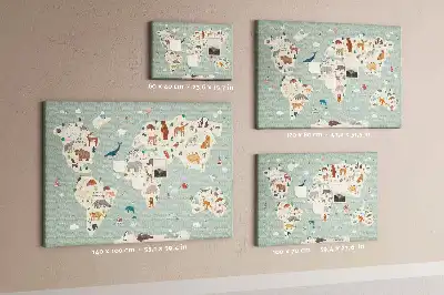 Bedruckte Korkplatte mit Tierweltkarte