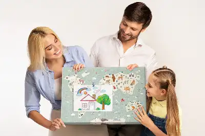 Bedruckte Korkplatte mit Tierweltkarte