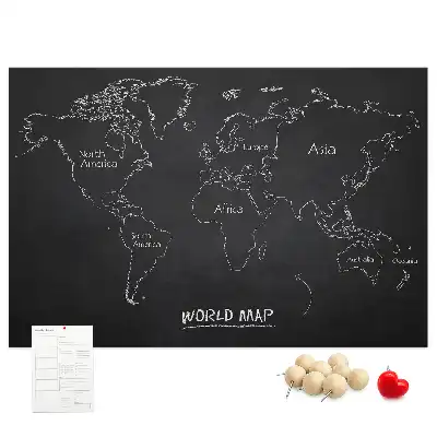 Korktafel mit Weltkarten-Motiv zur Länderübersicht