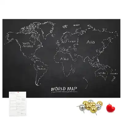 Korktafel mit Weltkarten-Motiv zur Länderübersicht