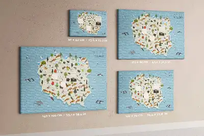 Kork-Pinnwand mit Polen-Karte und Tiermotiven