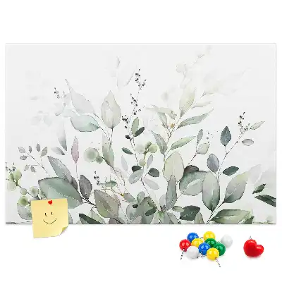 Bilder-Korktafel mit botanischem Blätter-Motiv