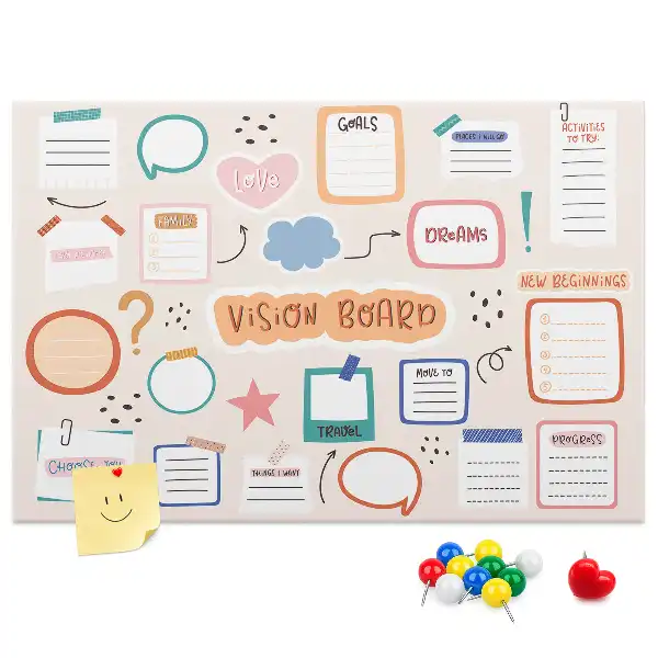 Bedruckte Korkplatte Buntes Visionboard