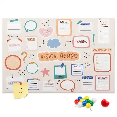 Bedruckte Korkplatte Buntes Visionboard