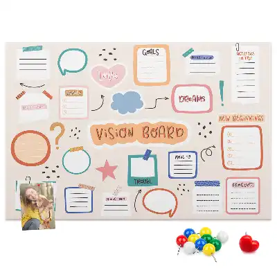 Bedruckte Korkplatte Buntes Visionboard