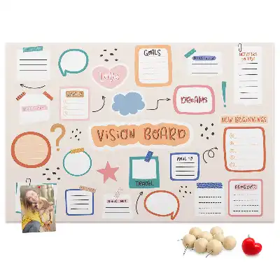 Bedruckte Korkplatte Buntes Visionboard