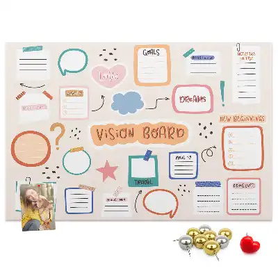Bedruckte Korkplatte Buntes Visionboard