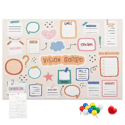 Bedruckte Korkplatte Buntes Visionboard