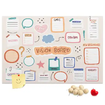 Bedruckte Korkplatte Buntes Visionboard