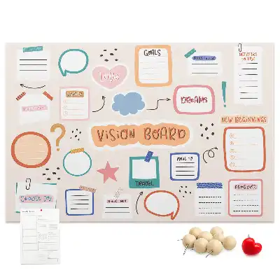 Bedruckte Korkplatte Buntes Visionboard