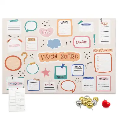 Bedruckte Korkplatte Buntes Visionboard
