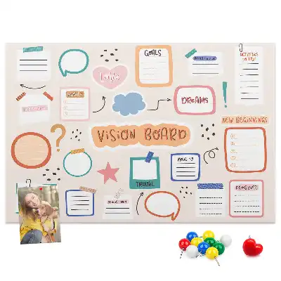Bedruckte Korkplatte Buntes Visionboard