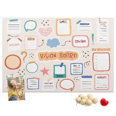 Bedruckte Korkplatte Buntes Visionboard