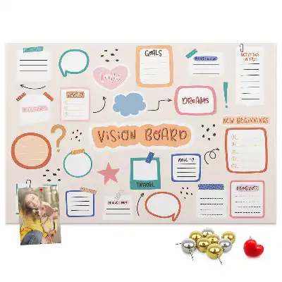 Bedruckte Korkplatte Buntes Visionboard