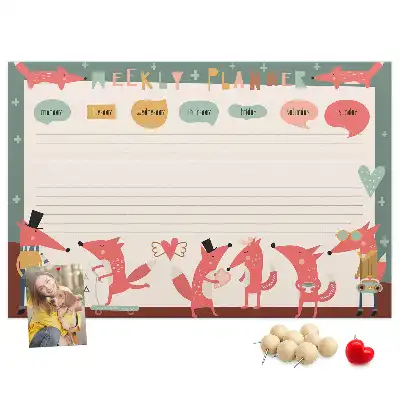 Kork Pinnwand Kinder-Wochenorganizer