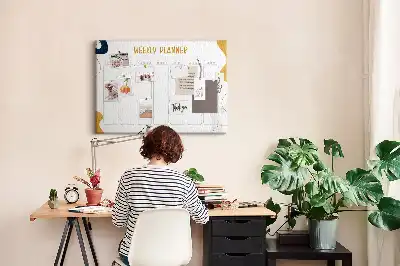 Bedruckte Korkplatte Sieben-Tage-Plan für die Wand