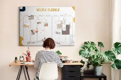 Bedruckte Korkplatte Sieben-Tage-Plan für die Wand