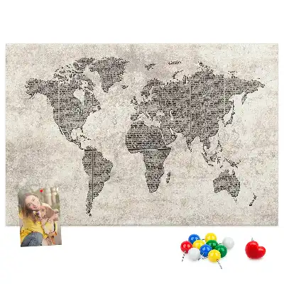 Kork Pinnwand Weltkarte Zeitung