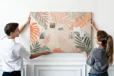 Kork-Pinnwand mit botanischem Blätter-Motiv